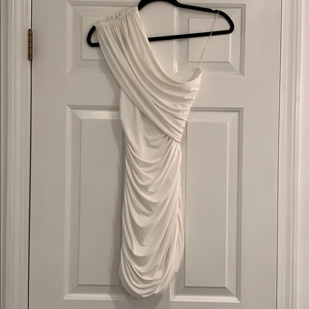 Aqua Off White One-Shoulder Dress Size S